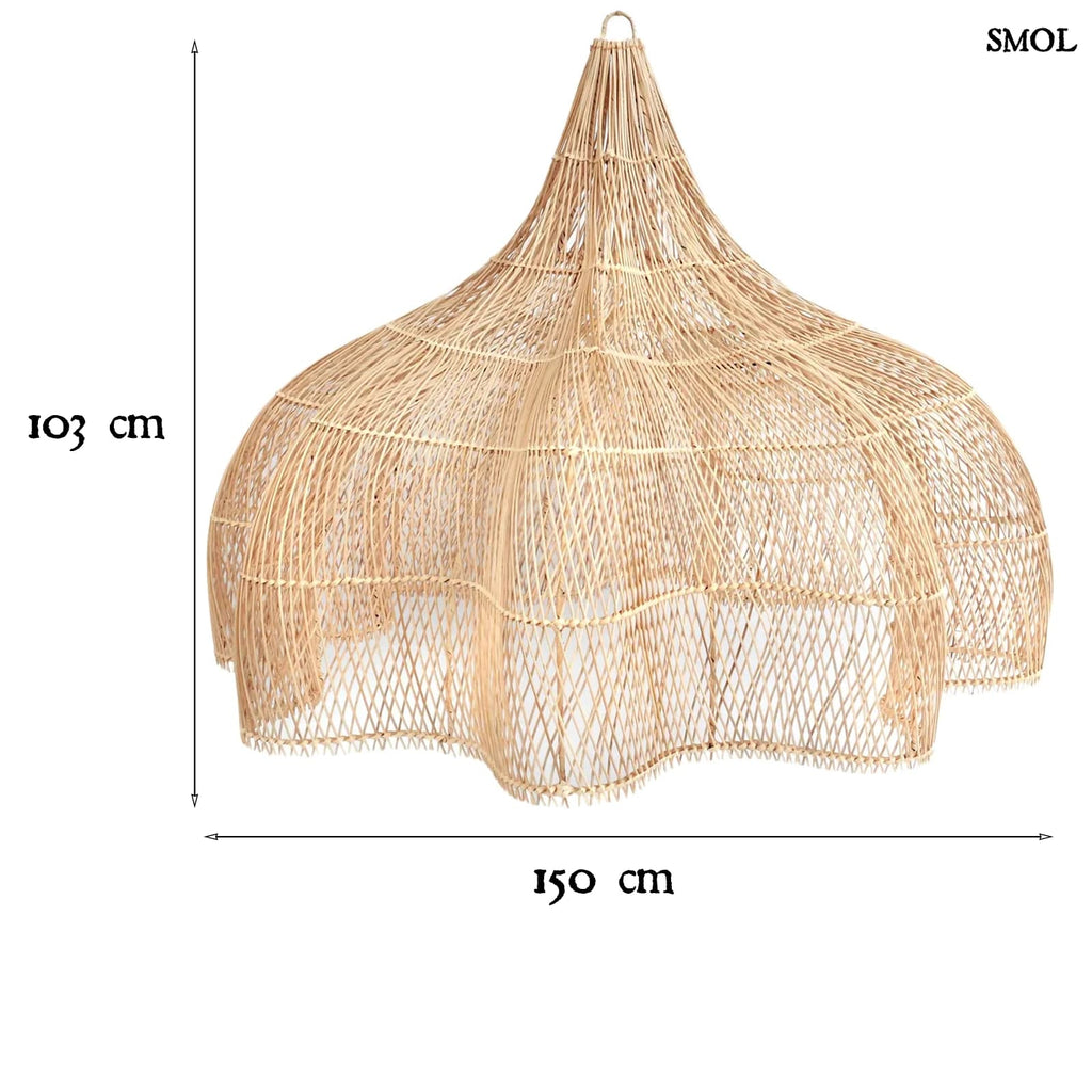 Természetes Rattan Függőlámpaernyő, 150 cm, natúr | WHIPPED | SMOL - méretekkel