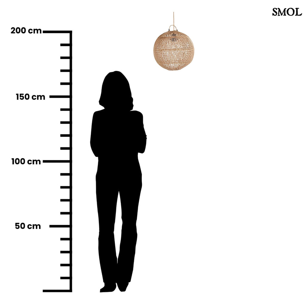 Természetes Rattan Függőlámpaernyő, ⌀30 cm | BUBBLE |SMOL - méretarányosan