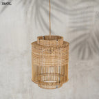 Természetes Rattan Függőlámpaernyő, 40 cm | COLONIAL | SMOL - szürke háttérrel, felfüggesztve