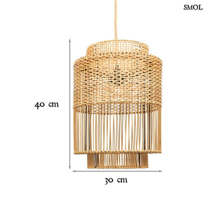 Természetes Rattan Függőlámpaernyő, 40 cm | COLONIAL | SMOL - méretekkel