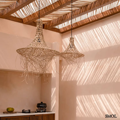 Természetes Rattan Függőlámpaernyő, 40 cm | MYKONOS | SMOL - két méretben, felfüggesztve