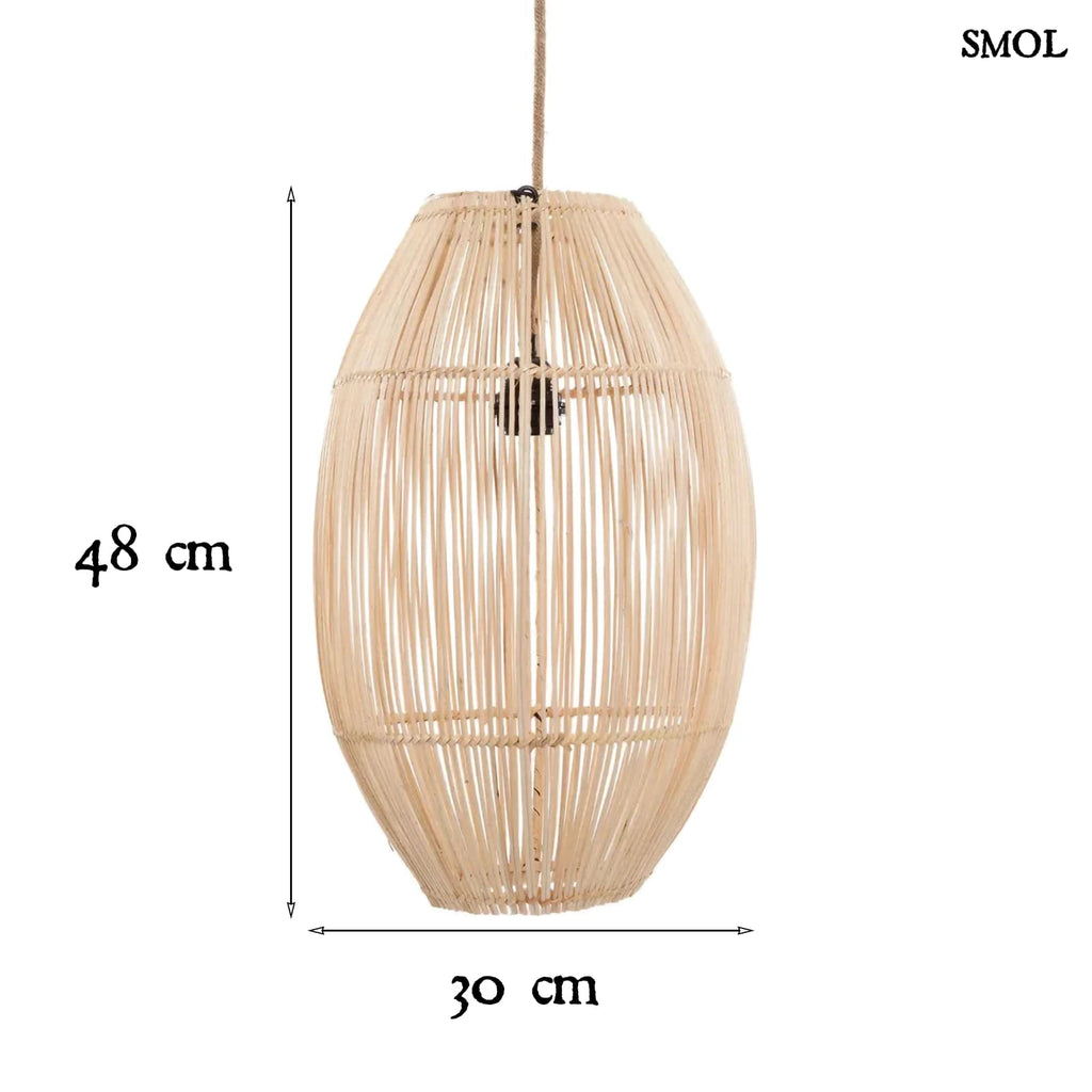 Természetes Rattan Függőlámpaernyő, 48 cm | ZURI | SMOL - méretekkel