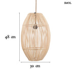 Természetes Rattan Függőlámpaernyő, 48 cm | ZURI | SMOL - méretekkel