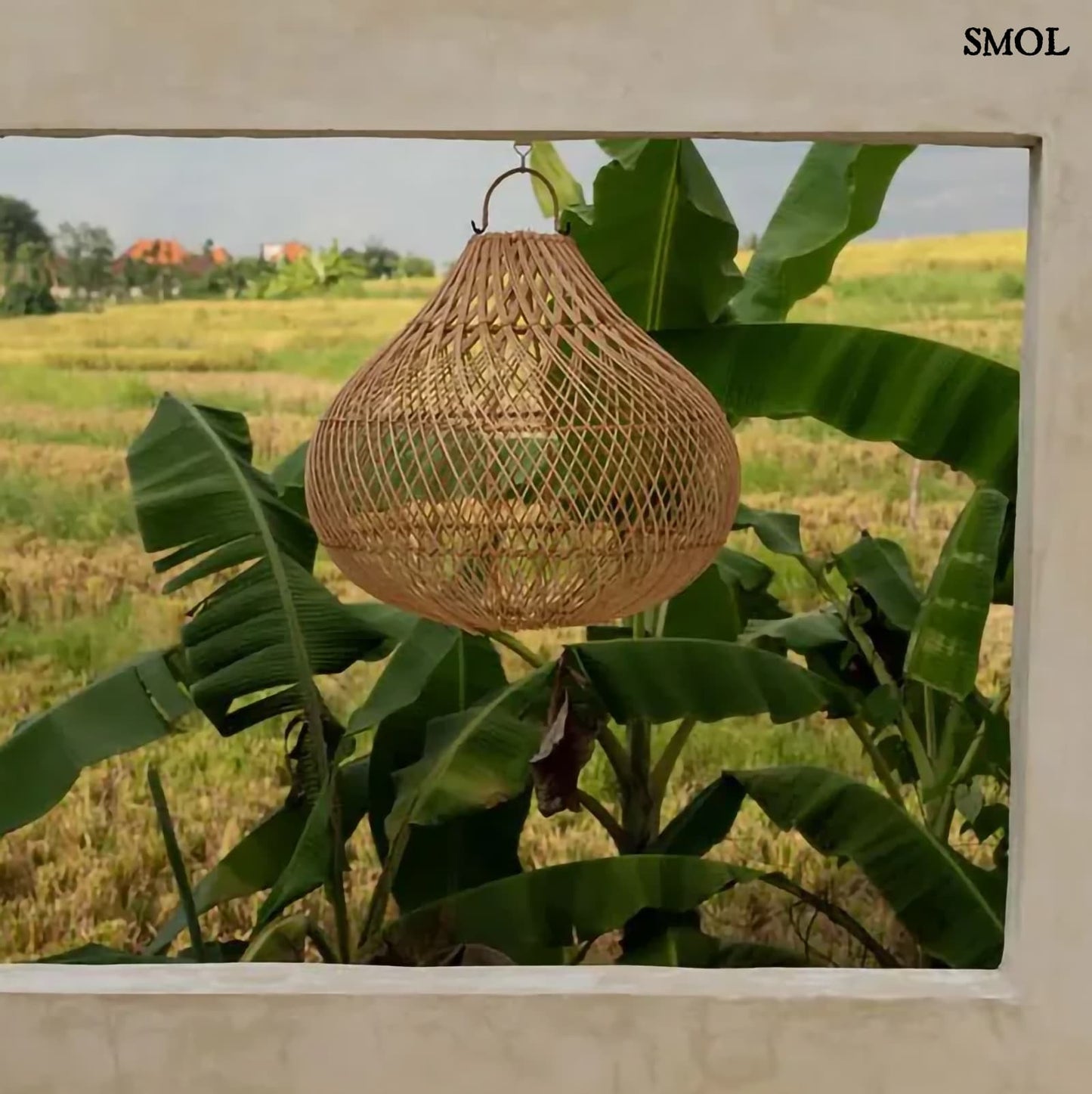 Természetes Rattan Függőlámpaernyő, 50 cm | BOTTLE | SMOL - banánfákkal