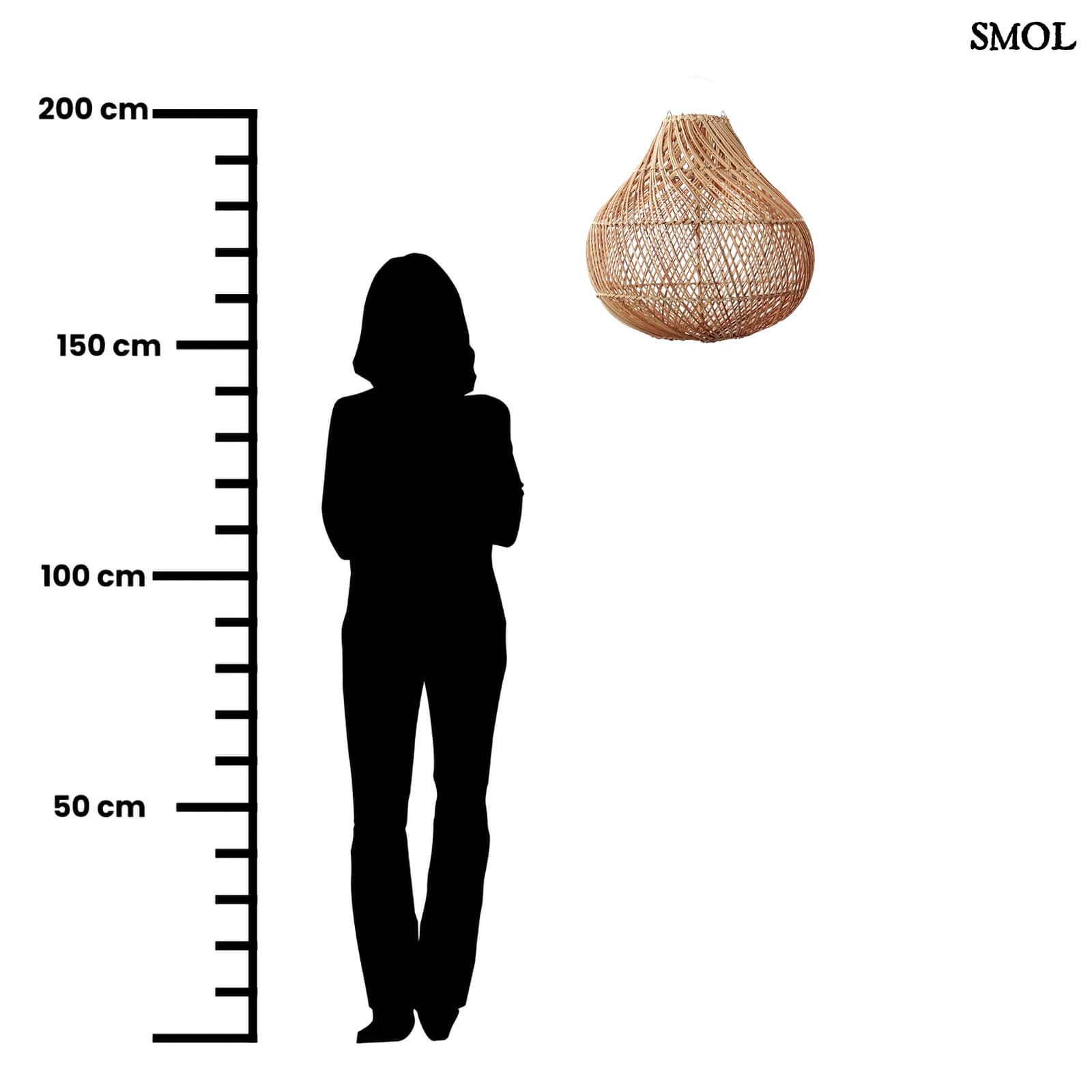 Természetes Rattan Függőlámpaernyő, 50 cm | BOTTLE | SMOL - méretarányosan