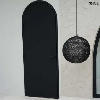 Természetes Rattan Függőlámpaernyő, ⌀50 cm | BUBBLE | SMOL - fekete ajtóval