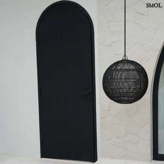 Természetes Rattan Függőlámpaernyő, ⌀50 cm | BUBBLE | SMOL - fekete ajtóval