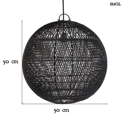 Természetes Rattan Függőlámpaernyő, ⌀50 cm | BUBBLE | SMOL - méretekkel