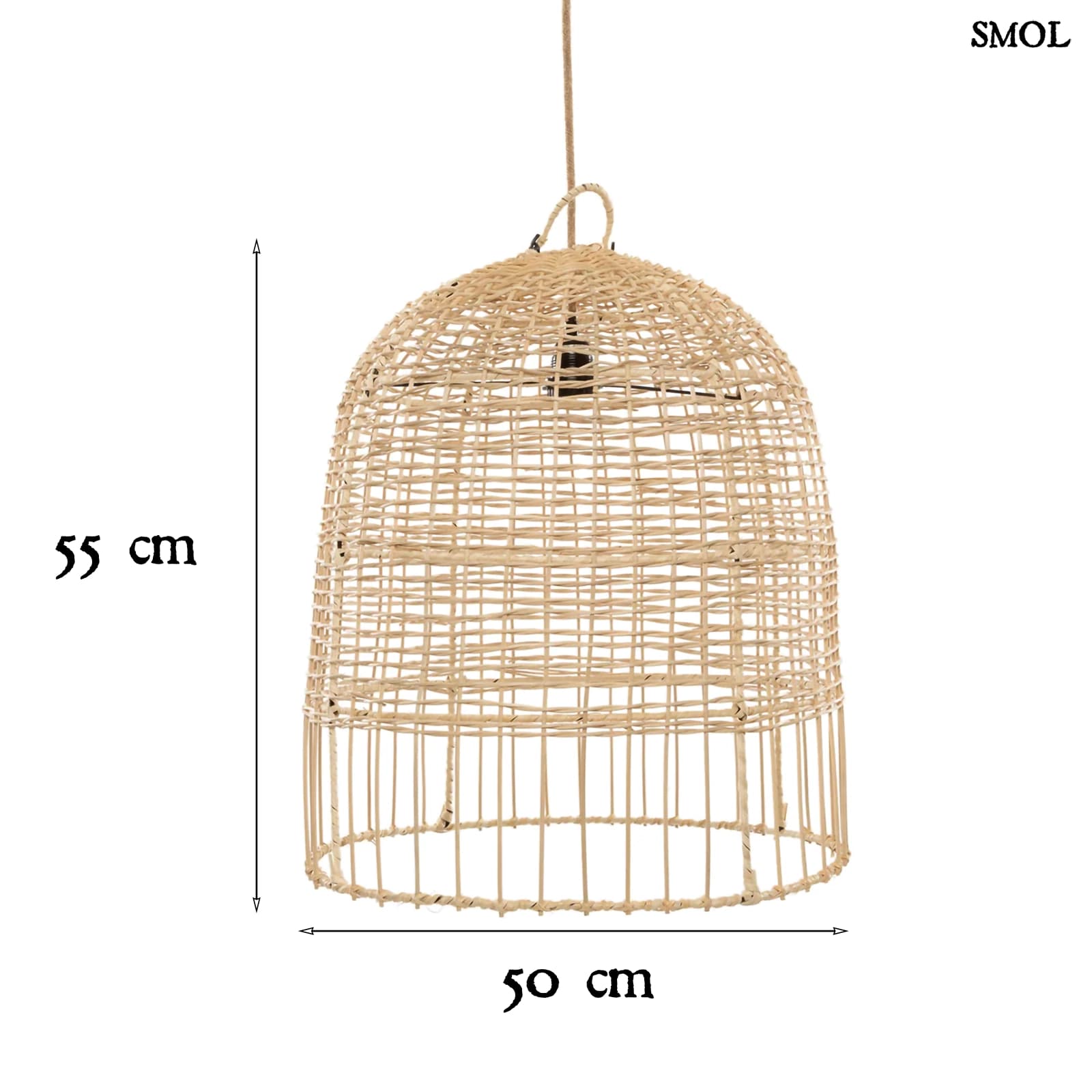 Természetes Rattan Függőlámpaernyő, 55 cm | AMALFI | SMOL - méretekkel