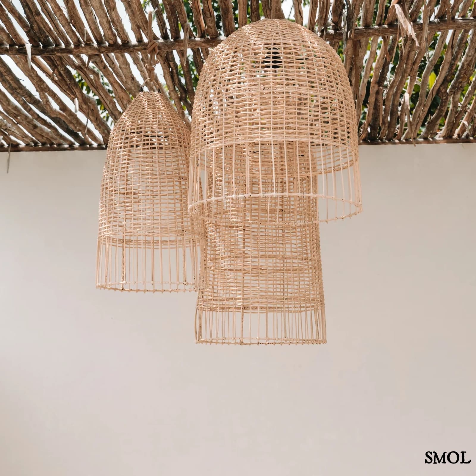 Természetes Rattan Függőlámpaernyő, 55 cm | AMALFI | SMOL - felfüggesztve hasonló lámpákkal