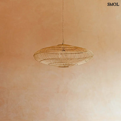 Függőlámpaernyő - natúr, rattan, ⌀75 cm | MACARON | SMOL - felfüggesztve