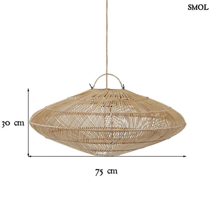 Függőlámpaernyő - natúr, rattan, ⌀75 cm | MACARON | SMOL - méretekkel