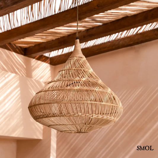 Természetes Rattan Függőlámpaernyő, 80 cm | DROP | SMOL - felfüggesztve étkezőben