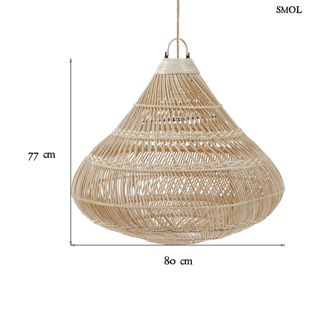 Természetes Rattan Függőlámpaernyő, 80 cm | DROP | SMOL - méretekkel