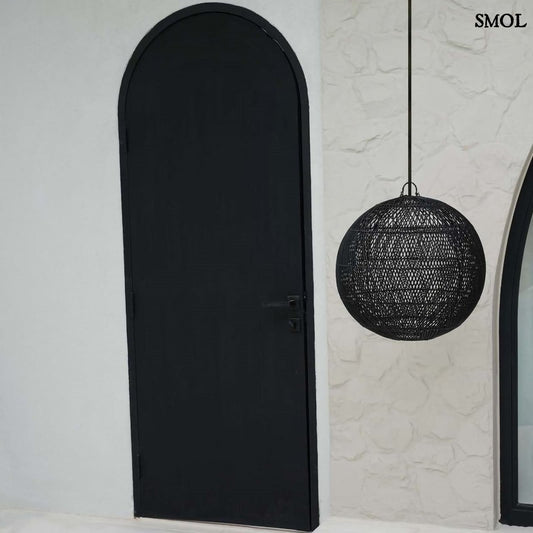 Természetes Rattan Függőlámpaernyő, ⌀30 cm | BUBBLE | SMOL - fekete ajtóval