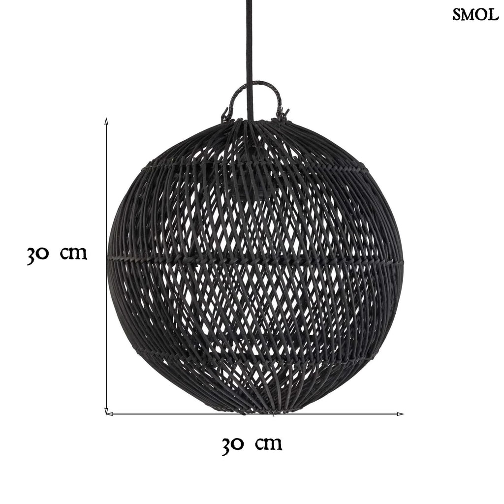 Természetes Rattan Függőlámpaernyő, ⌀30 cm | BUBBLE | SMOL - méretekkel
