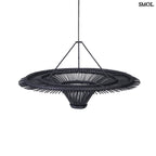 Természetes Rattan Függőlámpaernyő, ⌀60, fekete | SKY | SMOL - fehér háttérrel