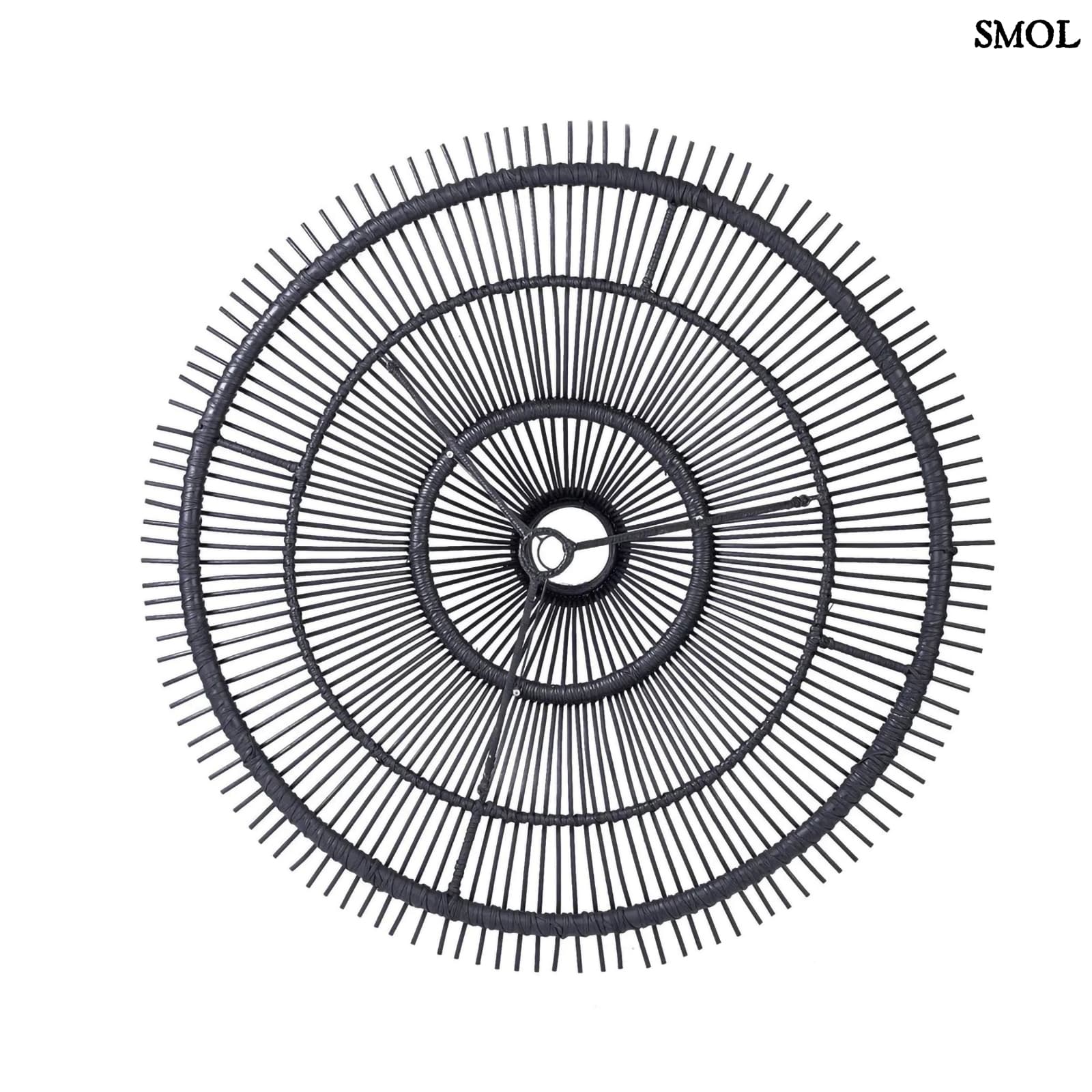 Természetes Rattan Függőlámpaernyő, ⌀60, fekete | SKY | SMOL - felülről