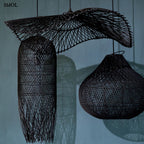 Természetes Rattan Függőlámpaernyő, 75 cm | CHAPEAU | SMOL - fekete lámpákkal