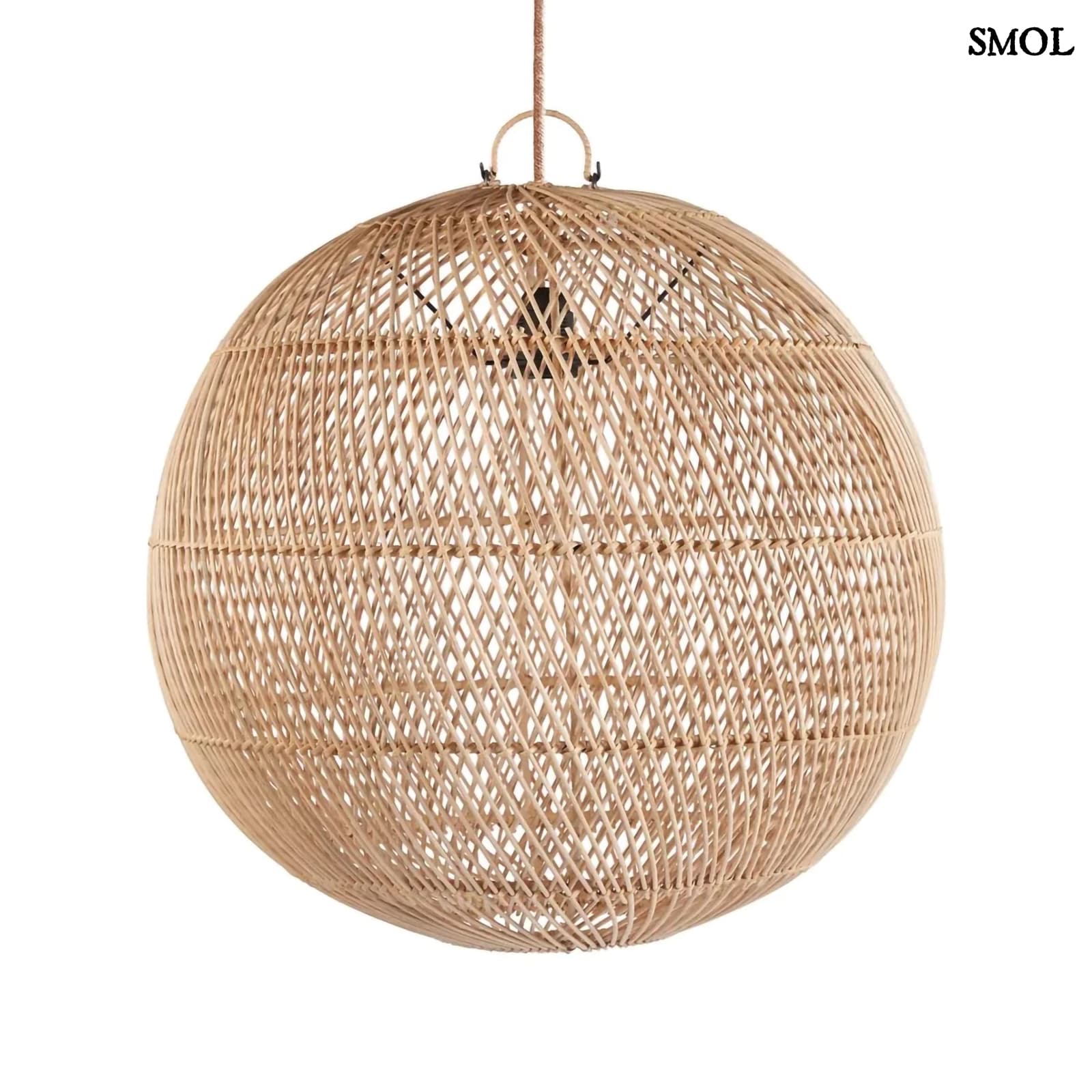 Természetes Rattan Függőlámpaernyő, ⌀ 50 cm | BUBBLE | SMOL - fehér háttérrel