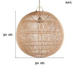 Természetes Rattan Függőlámpaernyő, ⌀ 50 cm | BUBBLE | SMOL - méretekkel