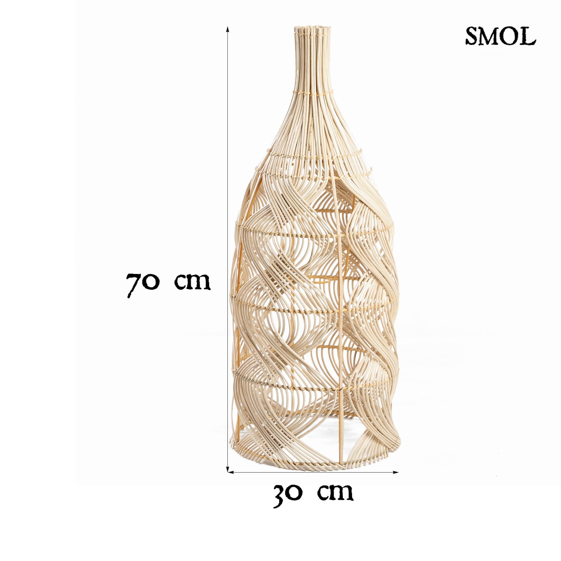 Természetes Rattan Lámpaernyő, 70 cm | GARAFFA | SMOL - méretekkel