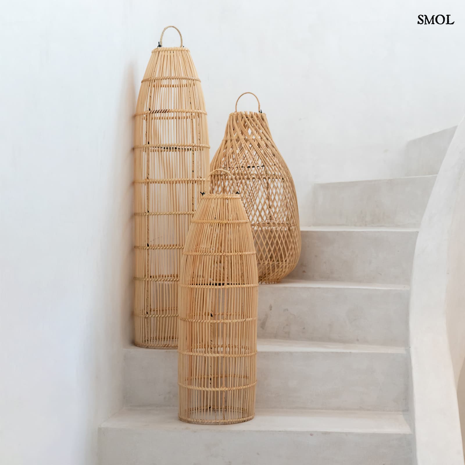 Természetes Rattan Lámpaernyő, 90 cm | TRAP | SMOL - lépcsőn, több forma lámpa