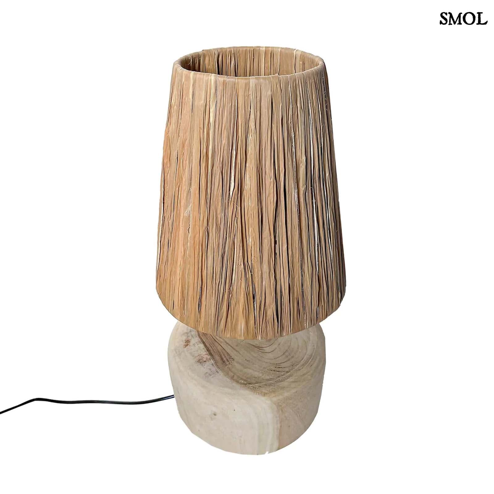 Természetes Teakfa Asztali lámpa, 55 cm | RAFFIA TEAK | SMOL - felülről, ferdén