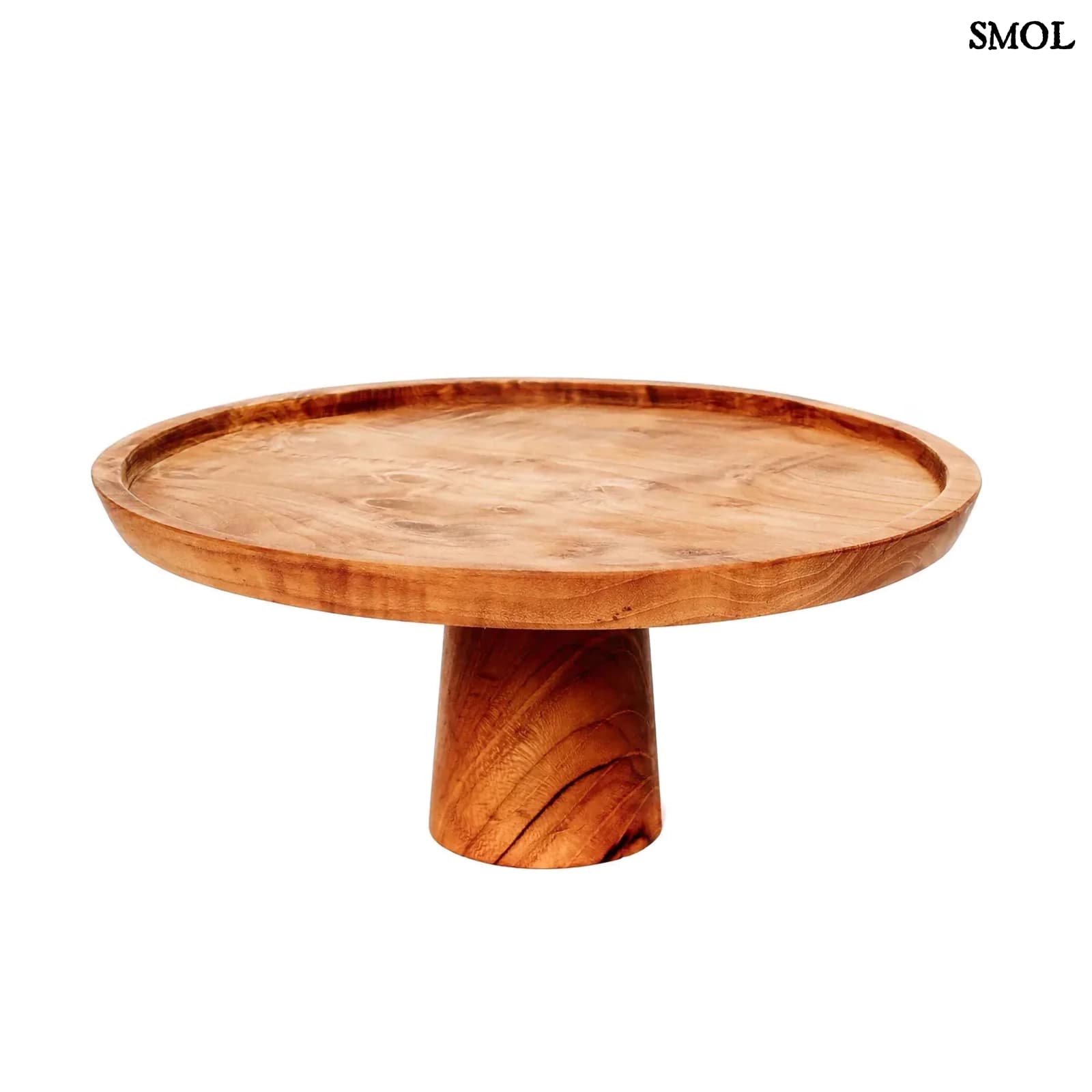 Természetes Teakfa Talpas Tál, 28 cm | TEAK ROOT | SMOL - fehér háttérrel