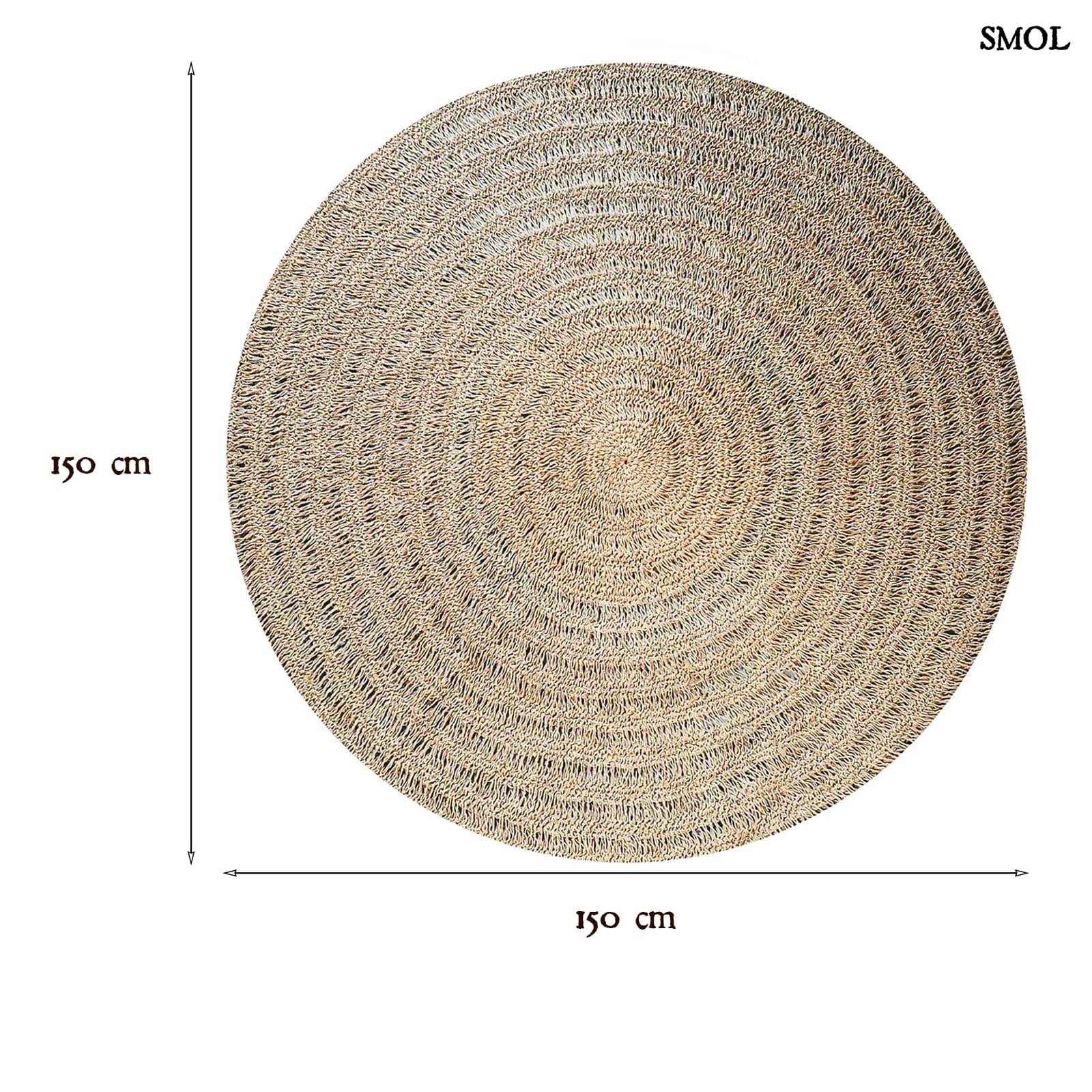 Természetes Tengerifű Szőnyeg, 150 cm | SEAGRASS CARPET - smol.hu - méretekkel