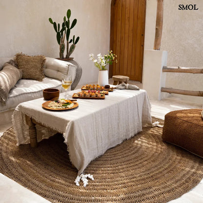 Természetes Tengerifű Szőnyeg, 150 cm | SEAGRASS CARPET - smol.hu - nappaliban, terített asztallal