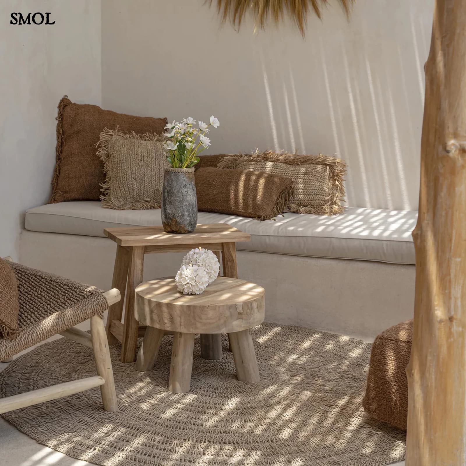 Természetes Tengerifű Szőnyeg, 150 cm | SEAGRASS CARPET - smol.hu - nappaliban vázával