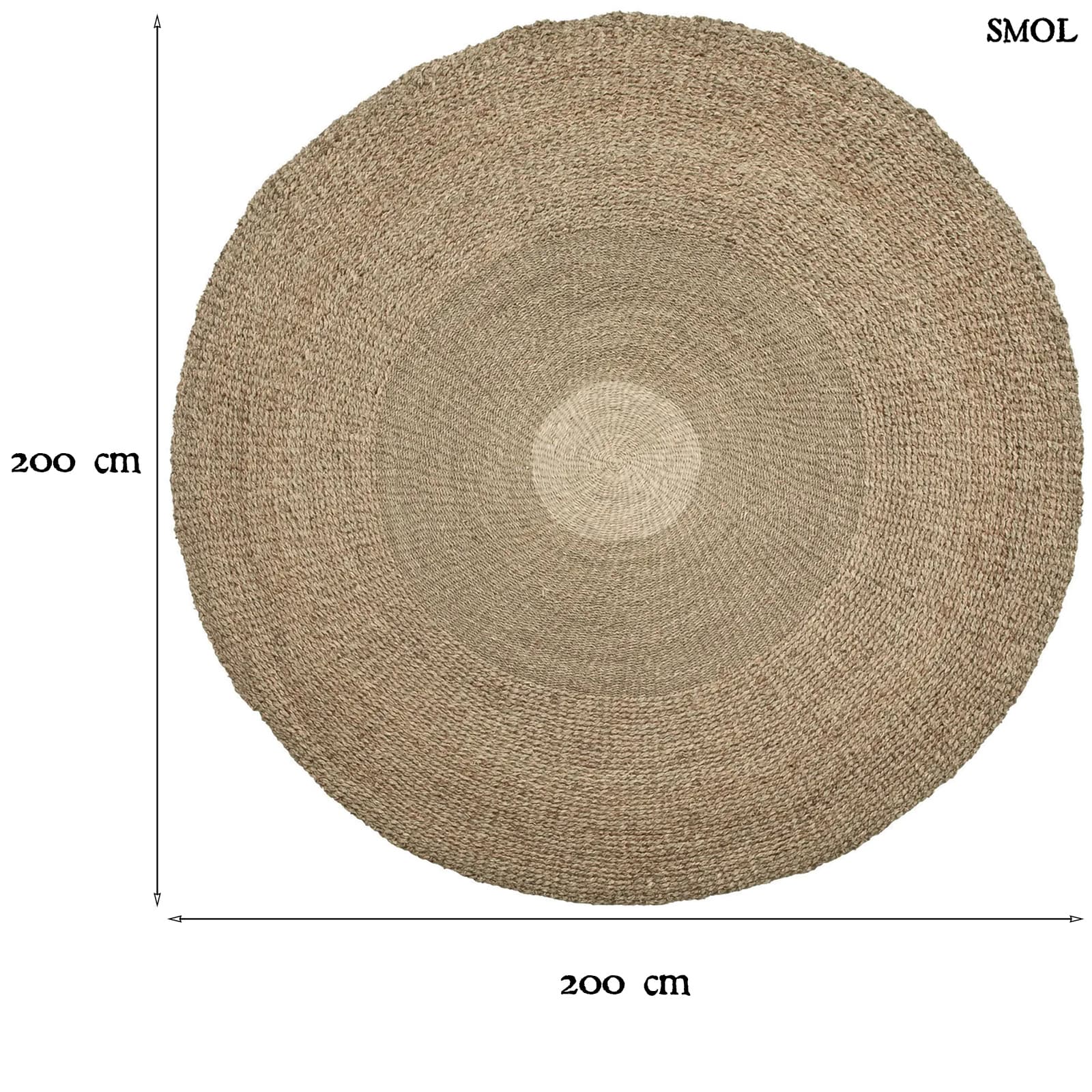 Természetes Tengerifű Szőnyeg, 200 cm | MEKONG | SMOL - méretekkel
