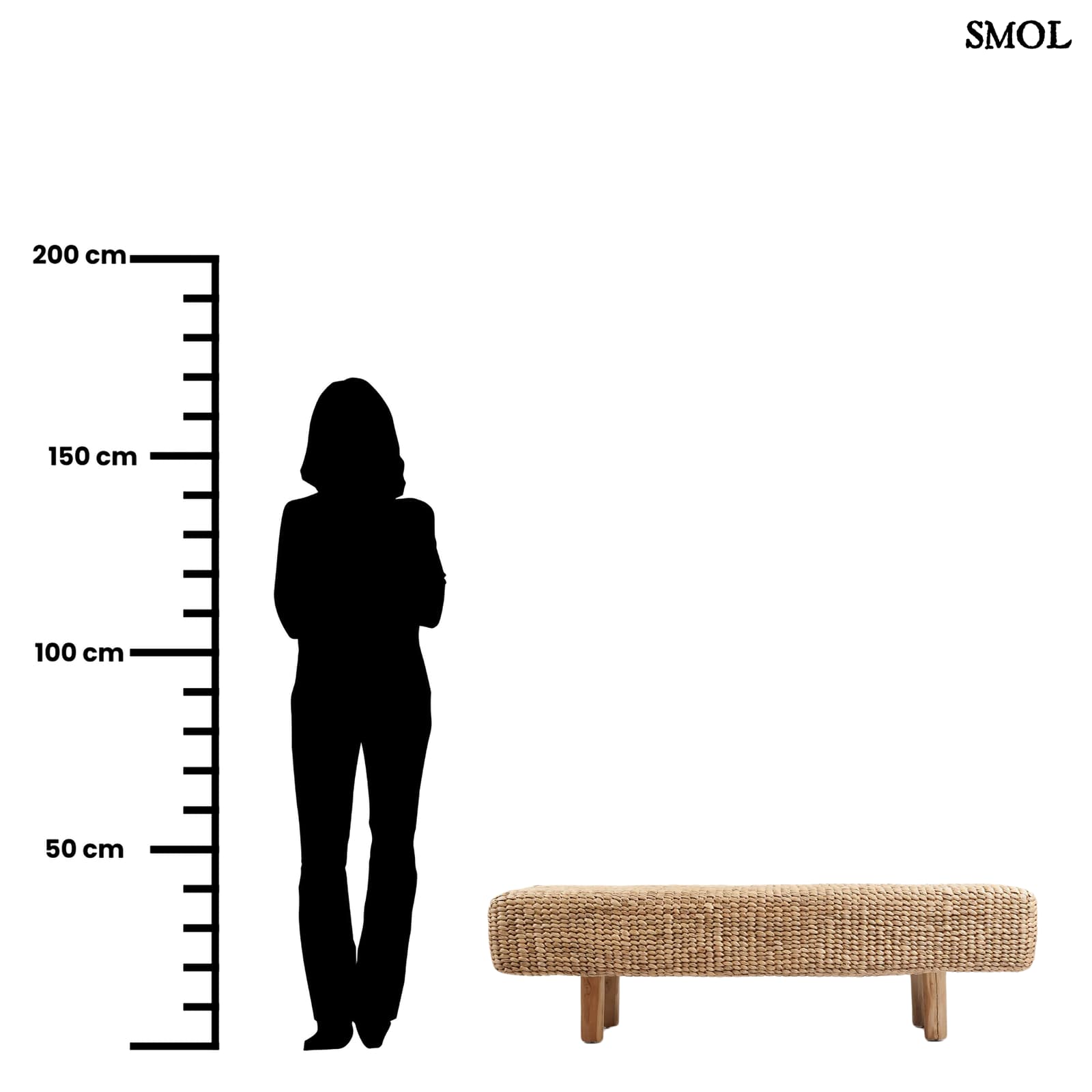 Természetes Vízijácint Pad, 140 cm | HYACINTH | SMOL - méretarányosan