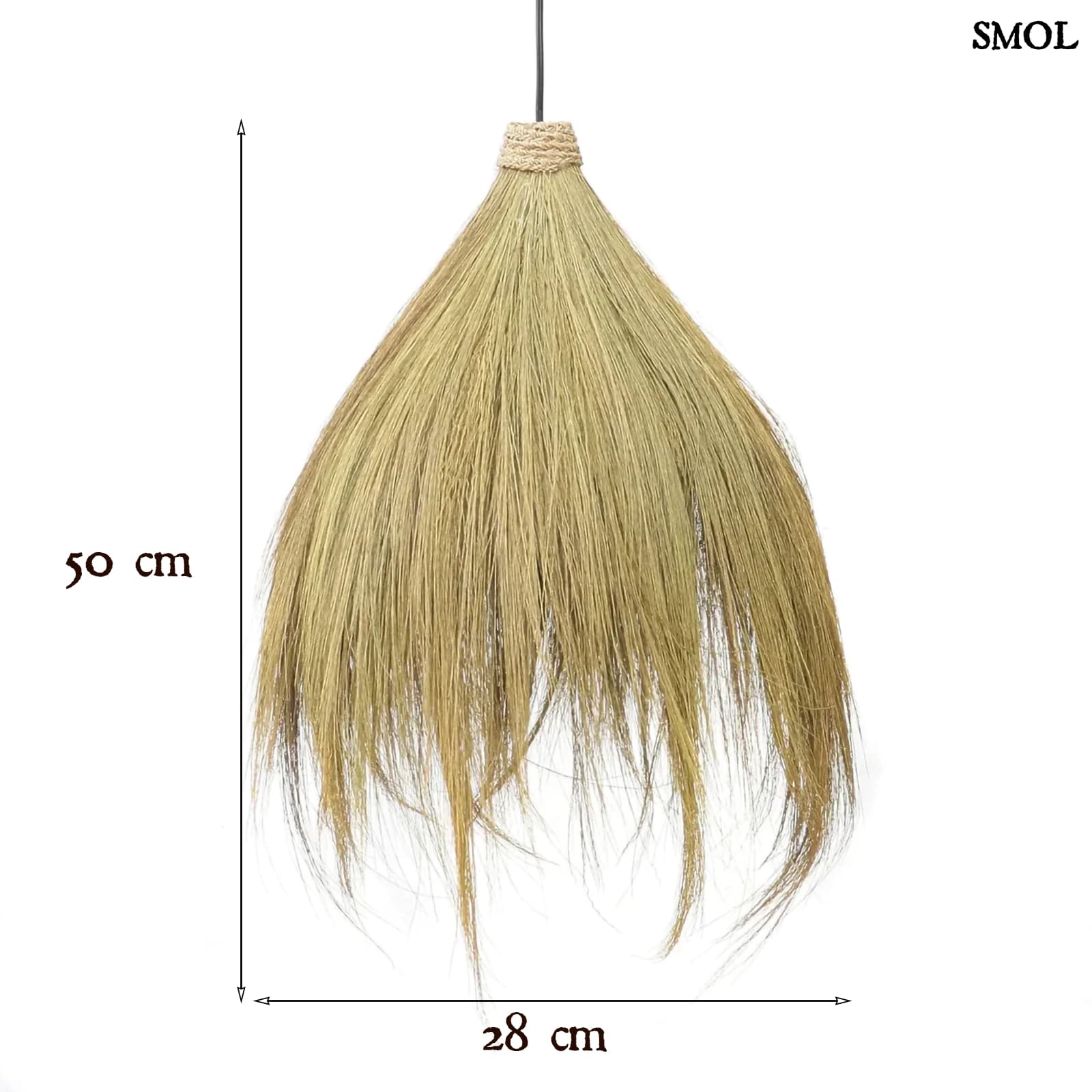 Természetes fű függőlámpaernyő, 50 cm | RAYUNG HUT | SMOL - méretekkel