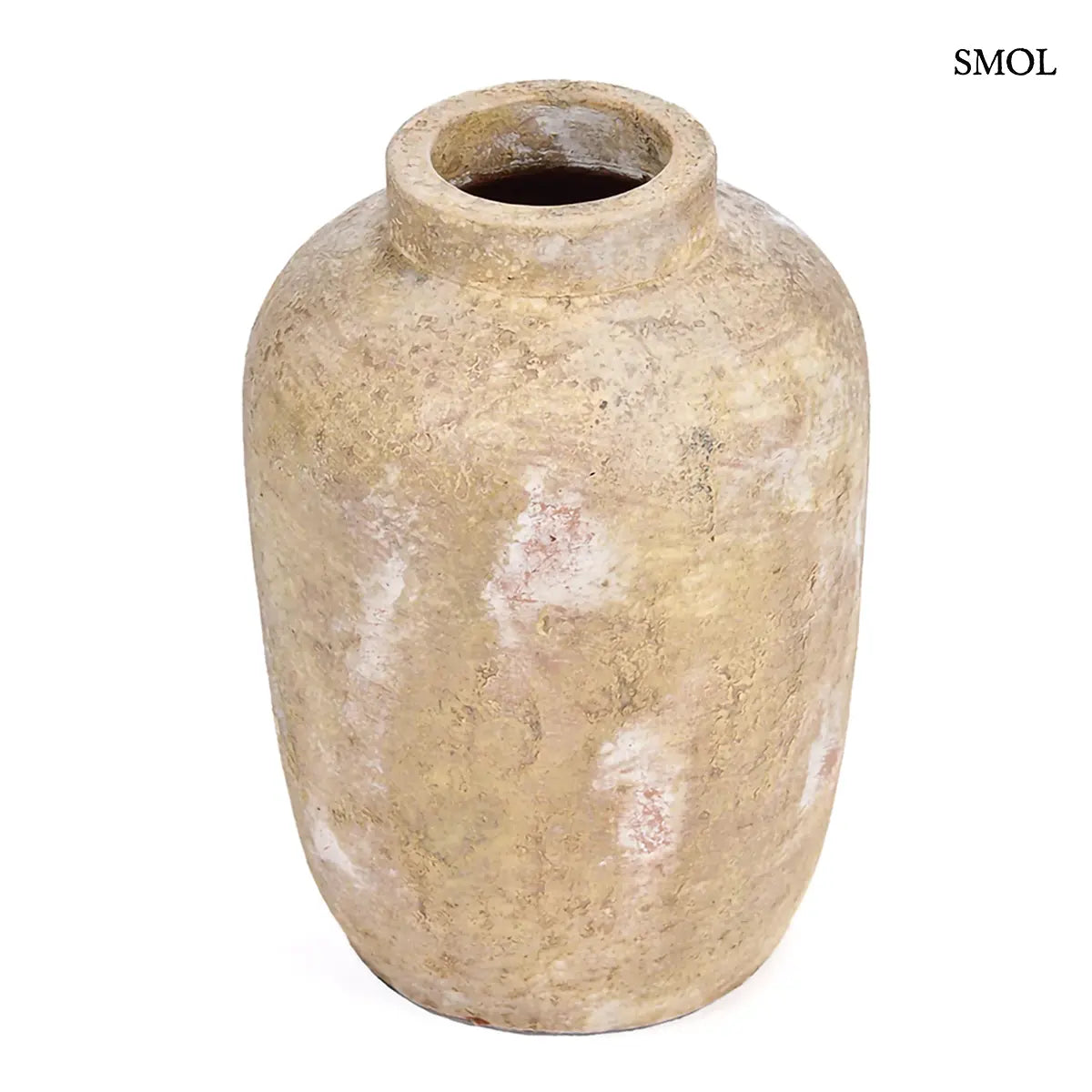 Krém terrakotta váza, M méret, 20×30 cm,  fehér háttérrel