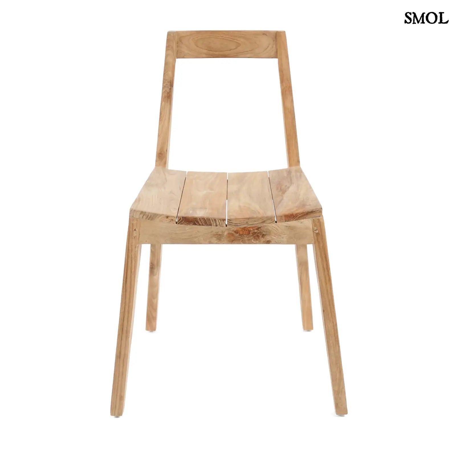 Natúr színű, újrahasznosított teakfából készült tömör fa étkezőszék egyszerű, modern dizájnnal szemből