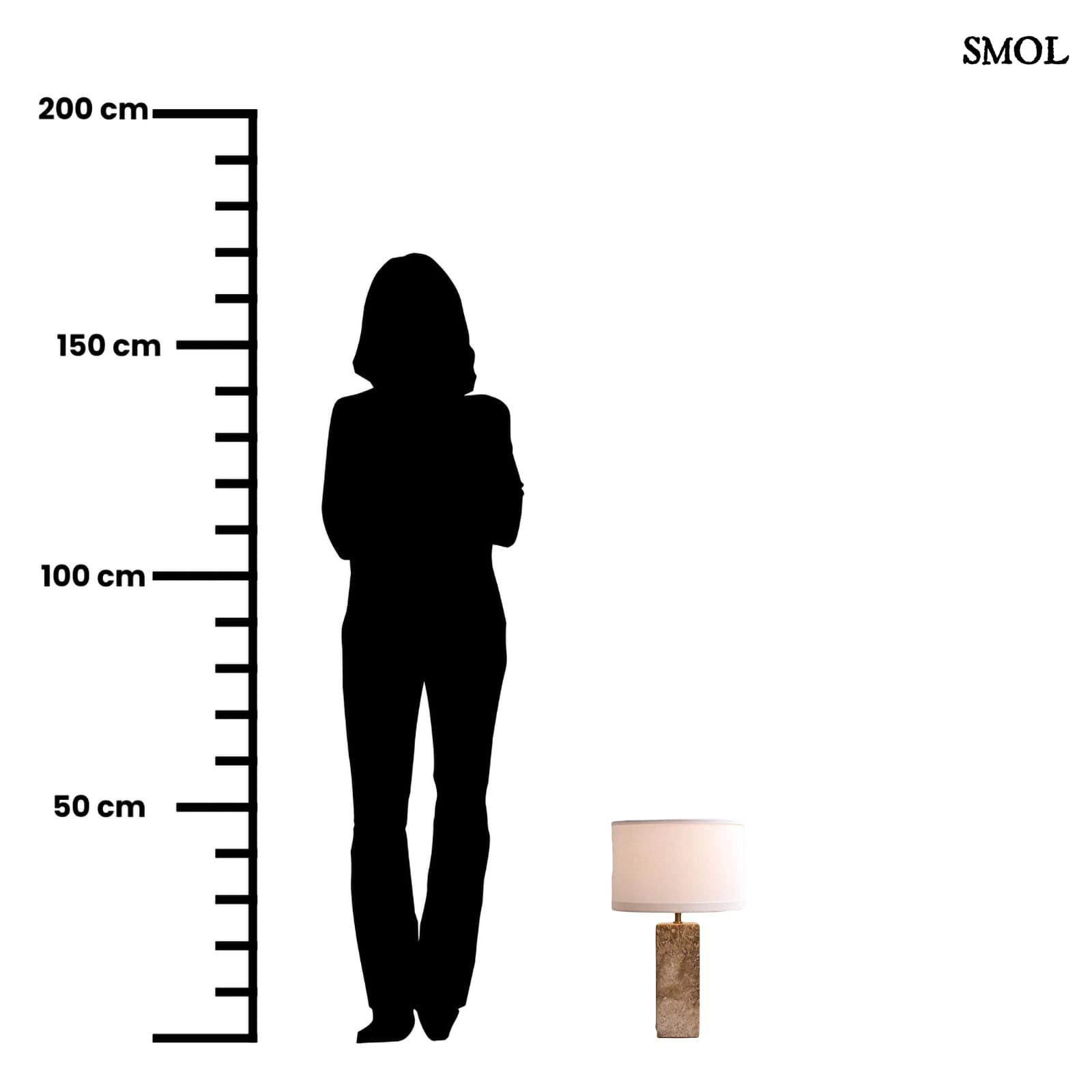 Travertin Asztali Lámpa Pamut Lámpaernyővel | ROSIE | SMOL - méretarányosan