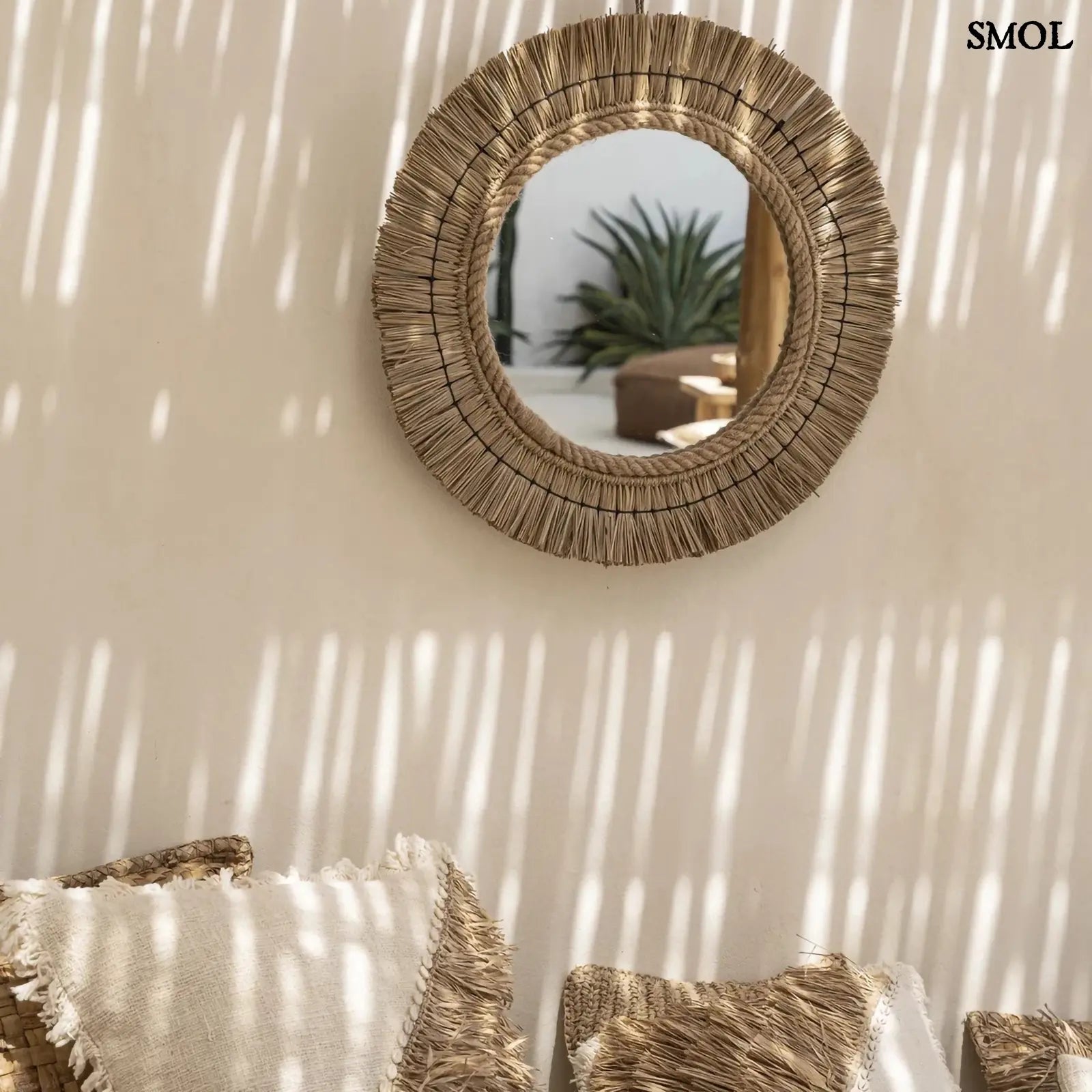 Tükör Természetes Fűből – Kerek, 65 cm | BARTH | SMOL - párnákkal