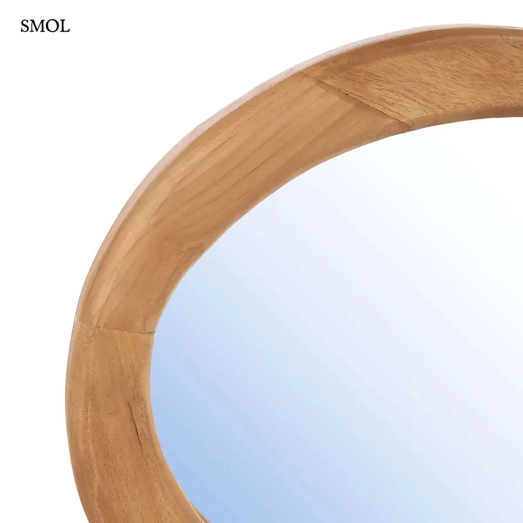 ORGANIC tükör teakfa kerettel natúr színben, organikus forma, M méret – 40 × 60 cm, bal oldal nagyítva