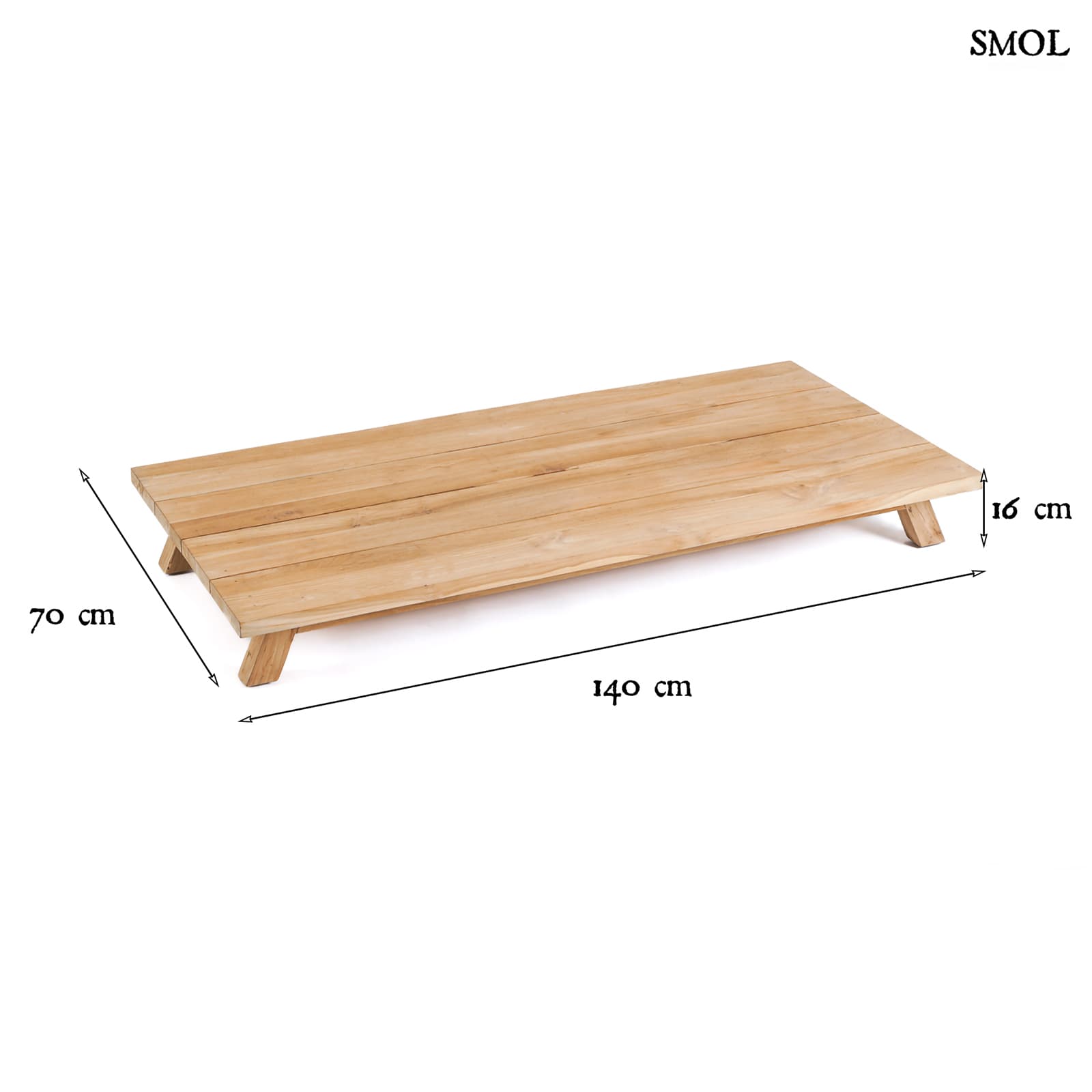 UMALAS, bel-/ kültéri, fa dohányzóasztal, 140 cm - smol.hu - méretekkel