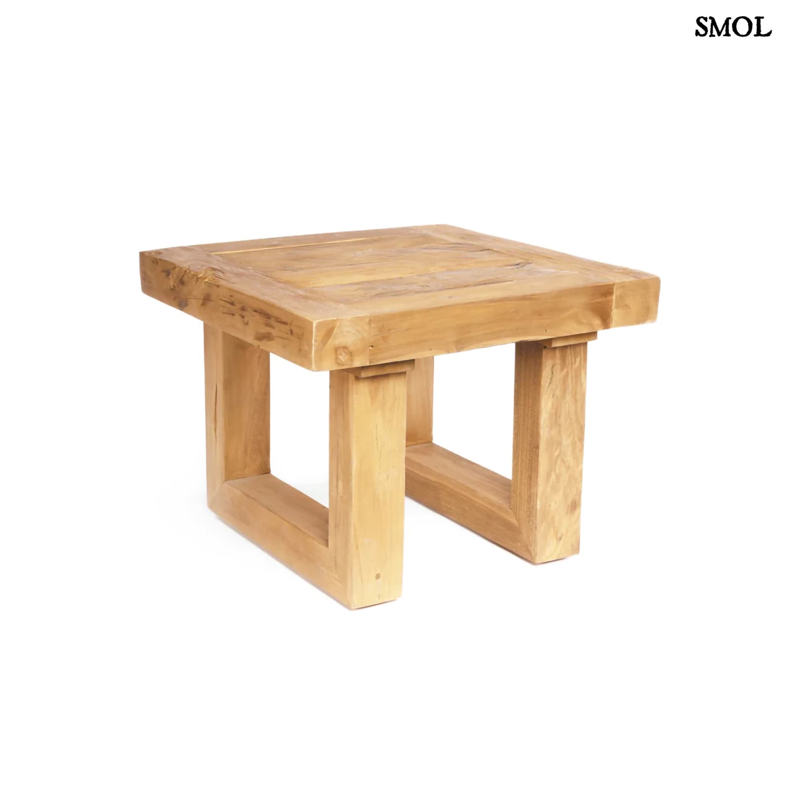 Újrahasznosított Teakfa Kisasztal – Natúr, 50 cm | RECLAIMED TEAK - smol.hu - ferdén
