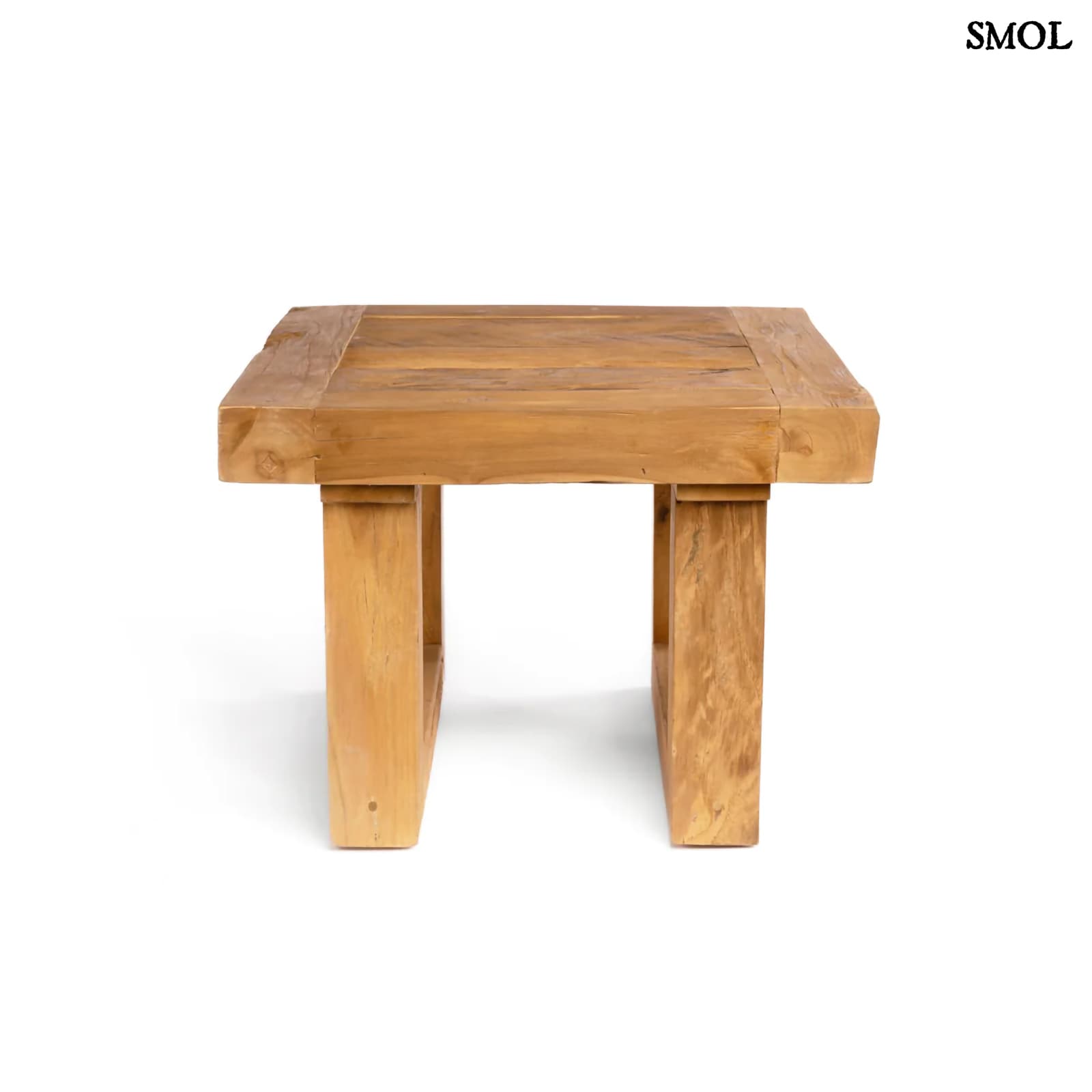 Újrahasznosított Teakfa Kisasztal – Natúr, 50 cm | RECLAIMED TEAK - smol.hu - felülről, ferdén