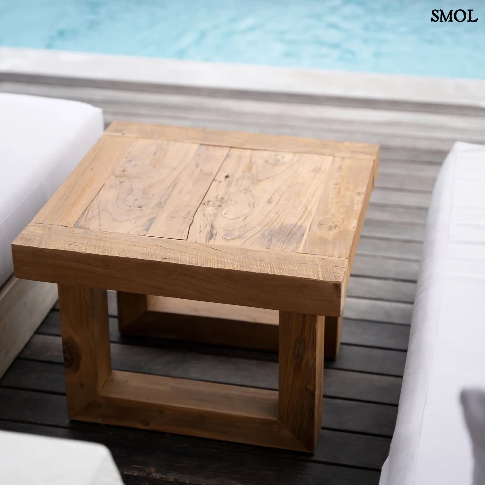 Újrahasznosított Teakfa Kisasztal – Natúr, 50 cm | RECLAIMED TEAK - smol.hu - teraszon