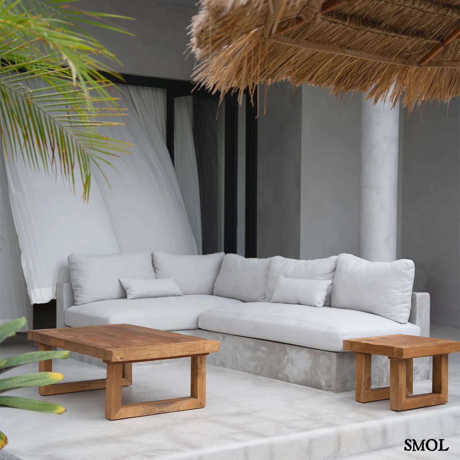Újrahasznosított Teakfa Kisasztal – Natúr, 50 cm | RECLAIMED TEAK - smol.hu - teraszon, kanapéval