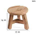 Ülőke - kisméretű, természetes teakfa, 27 cm | YATAI - smol.hu - méretekkel