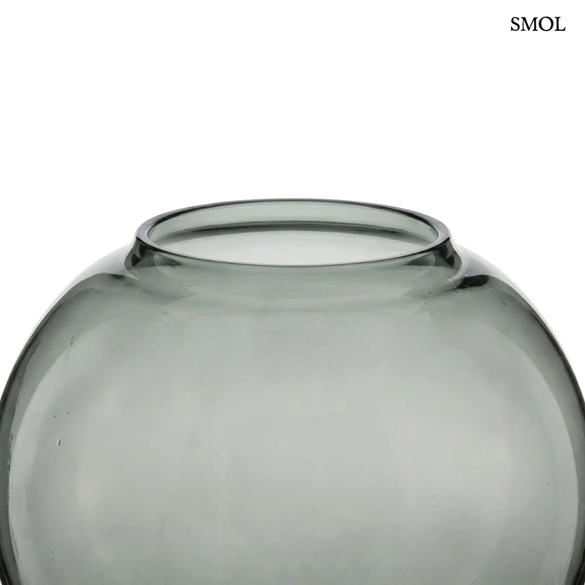 Kerek füstös szürke kézzel fújt üveg váza 21×21 cm, nagyítva