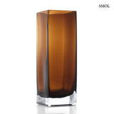 Üvegváza - borostyánszínű váza, L | AMBER CUBOID