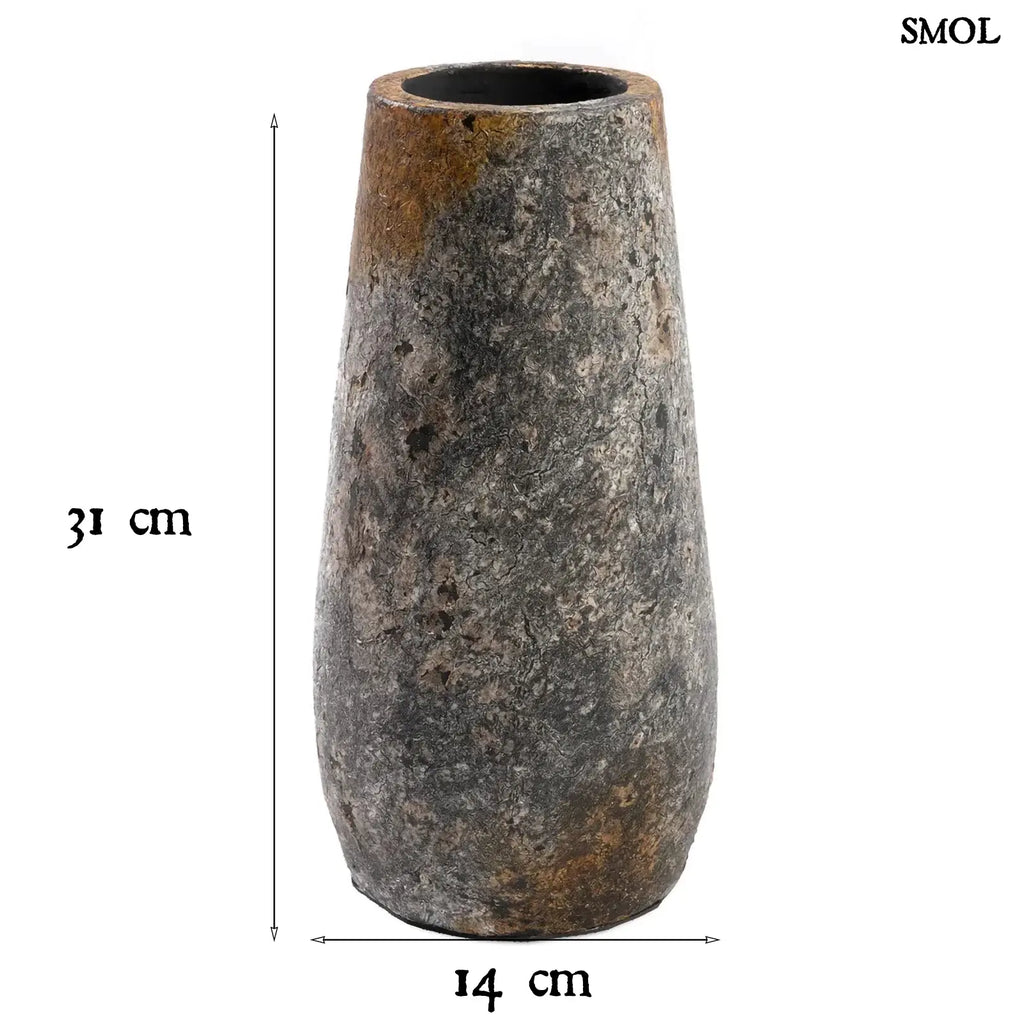 Váza Spooky, L méret, 31 cm, terrakotta, antik szürke, rusztikus felület méretekkel