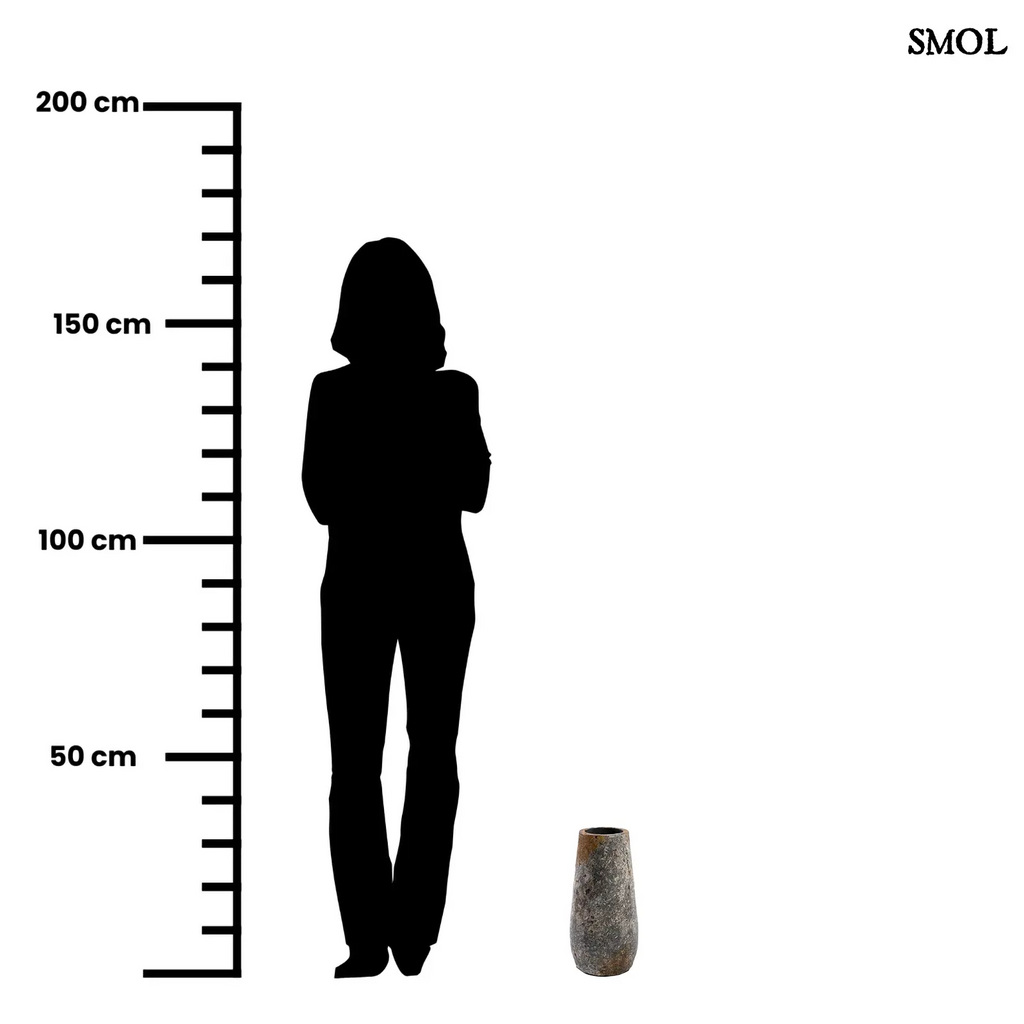 Váza Spooky, L méret, 31 cm, terrakotta, antik szürke, rusztikus felület méretarányosan